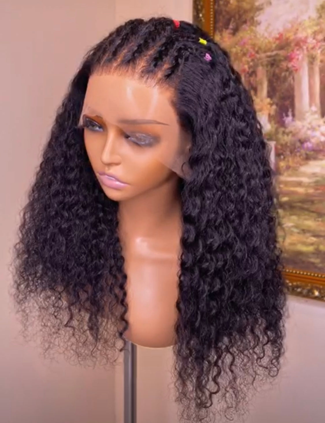 Braided curly frontal wig