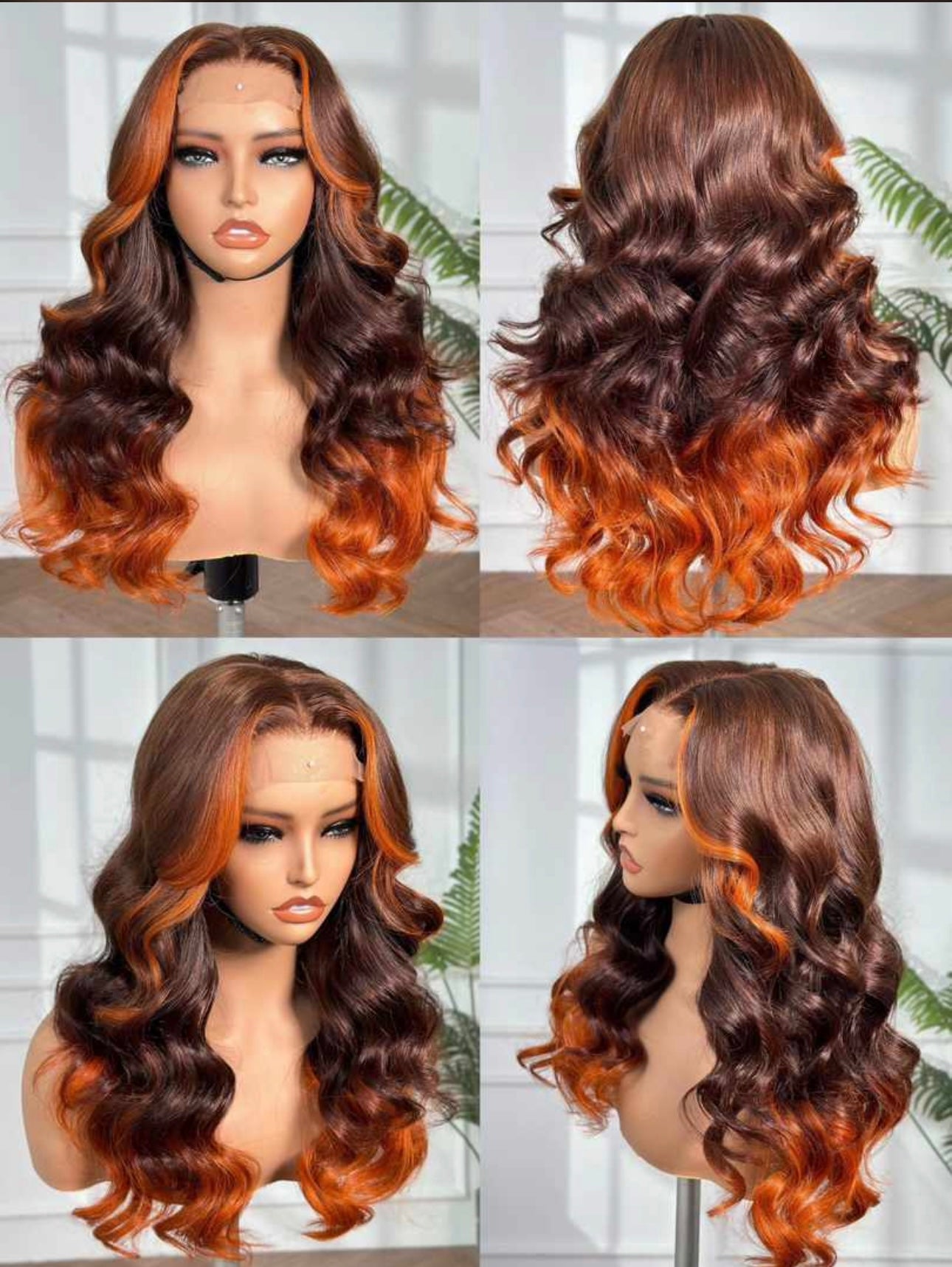 Two-toned Ginger Wavy Closure Wig 18"