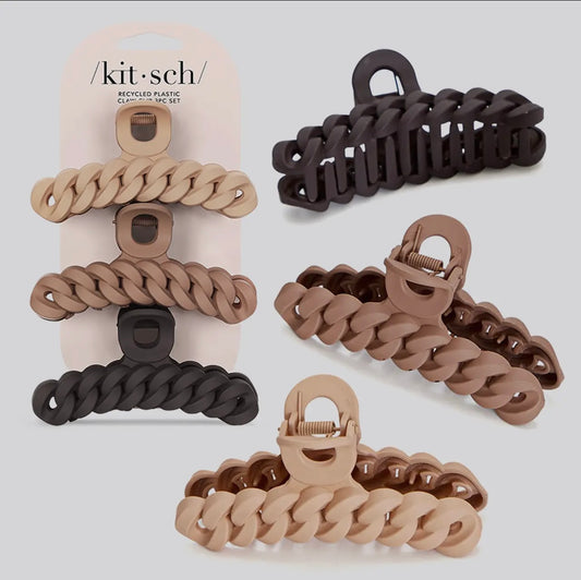 Eco-Friendly Chain Claw Clip 3pc Set - Neutral