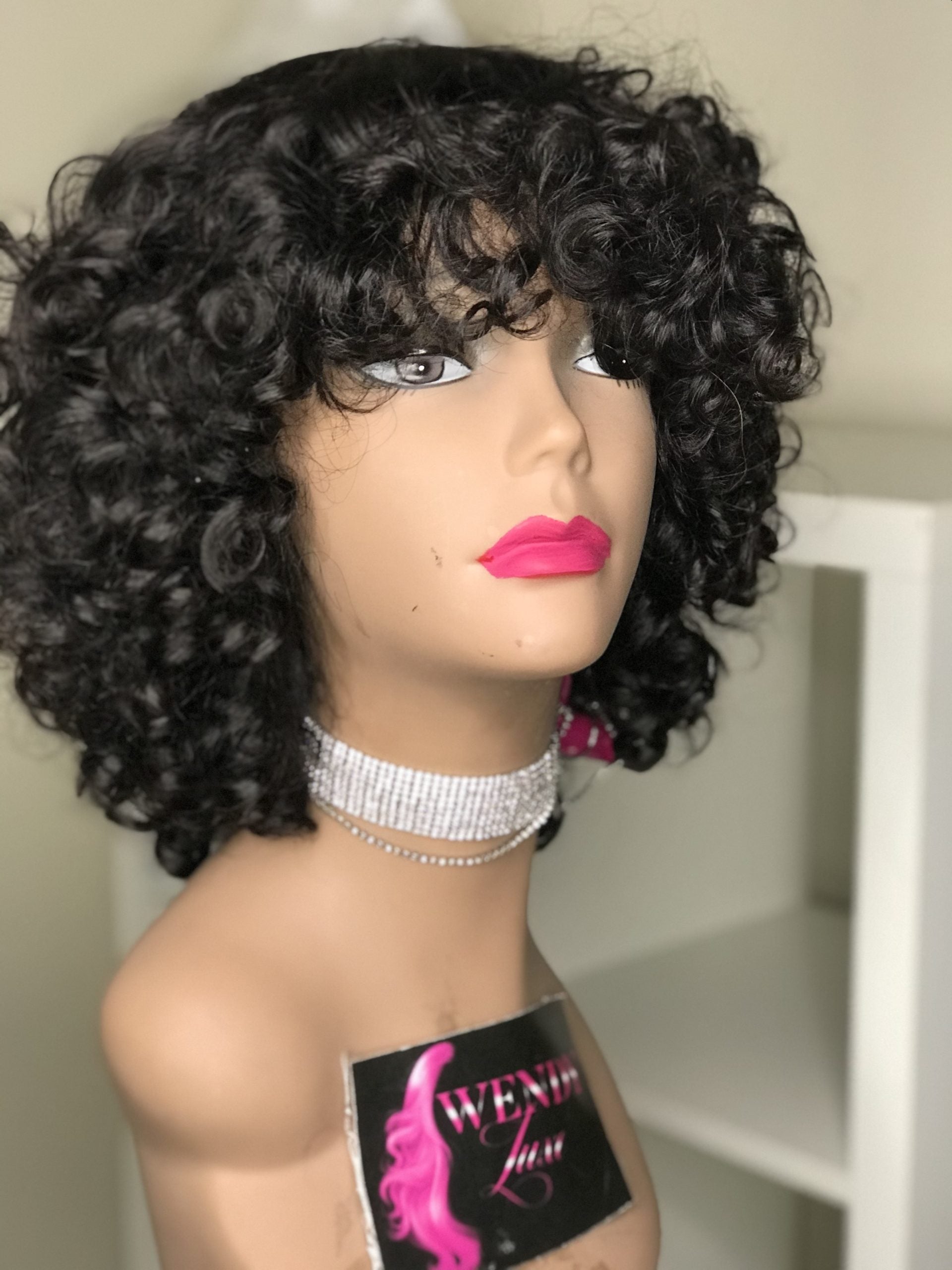 Curly wig fringe rose curl