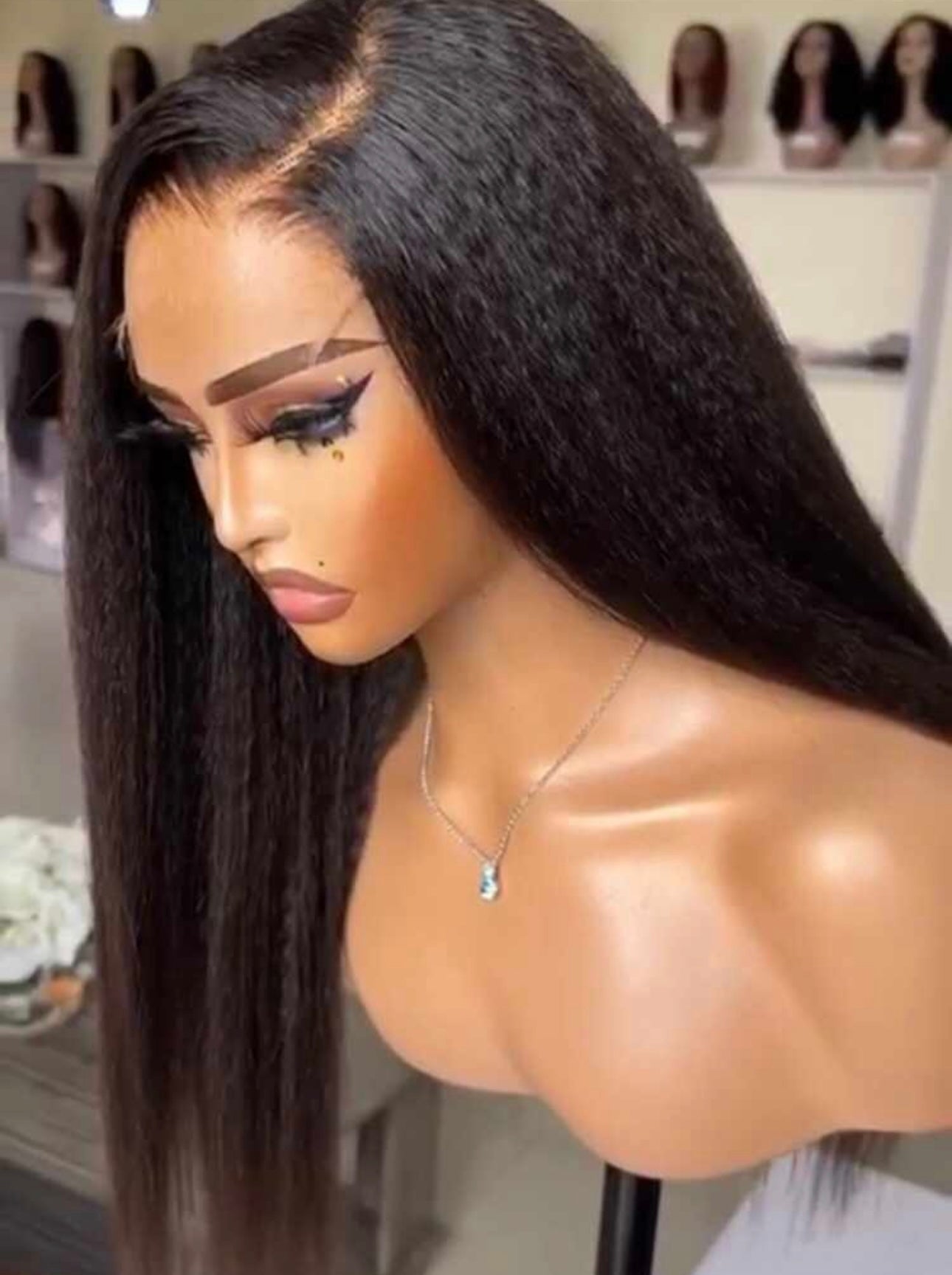 Silky Kinky Straight Closure Wig 18"