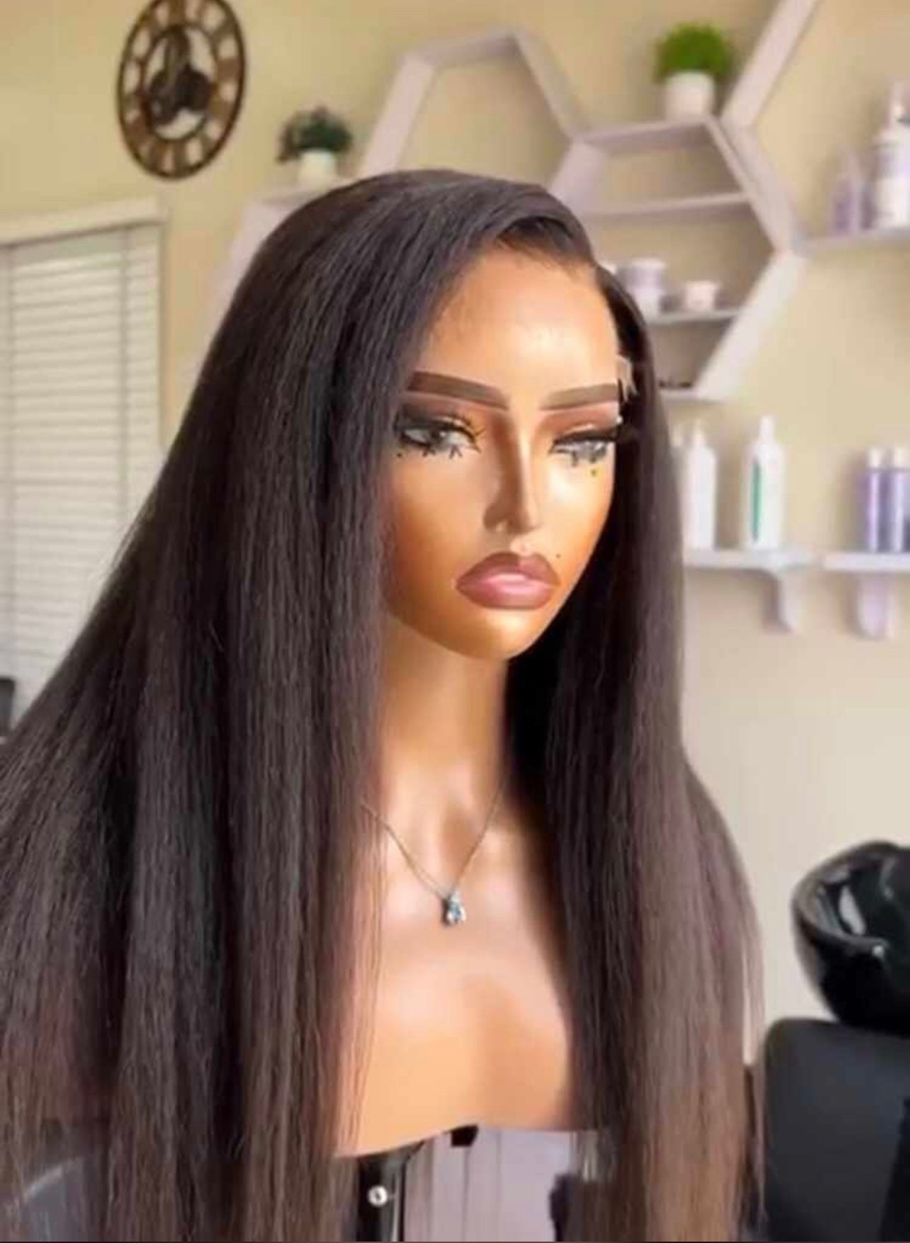 Silky Kinky Straight Closure Wig 18"