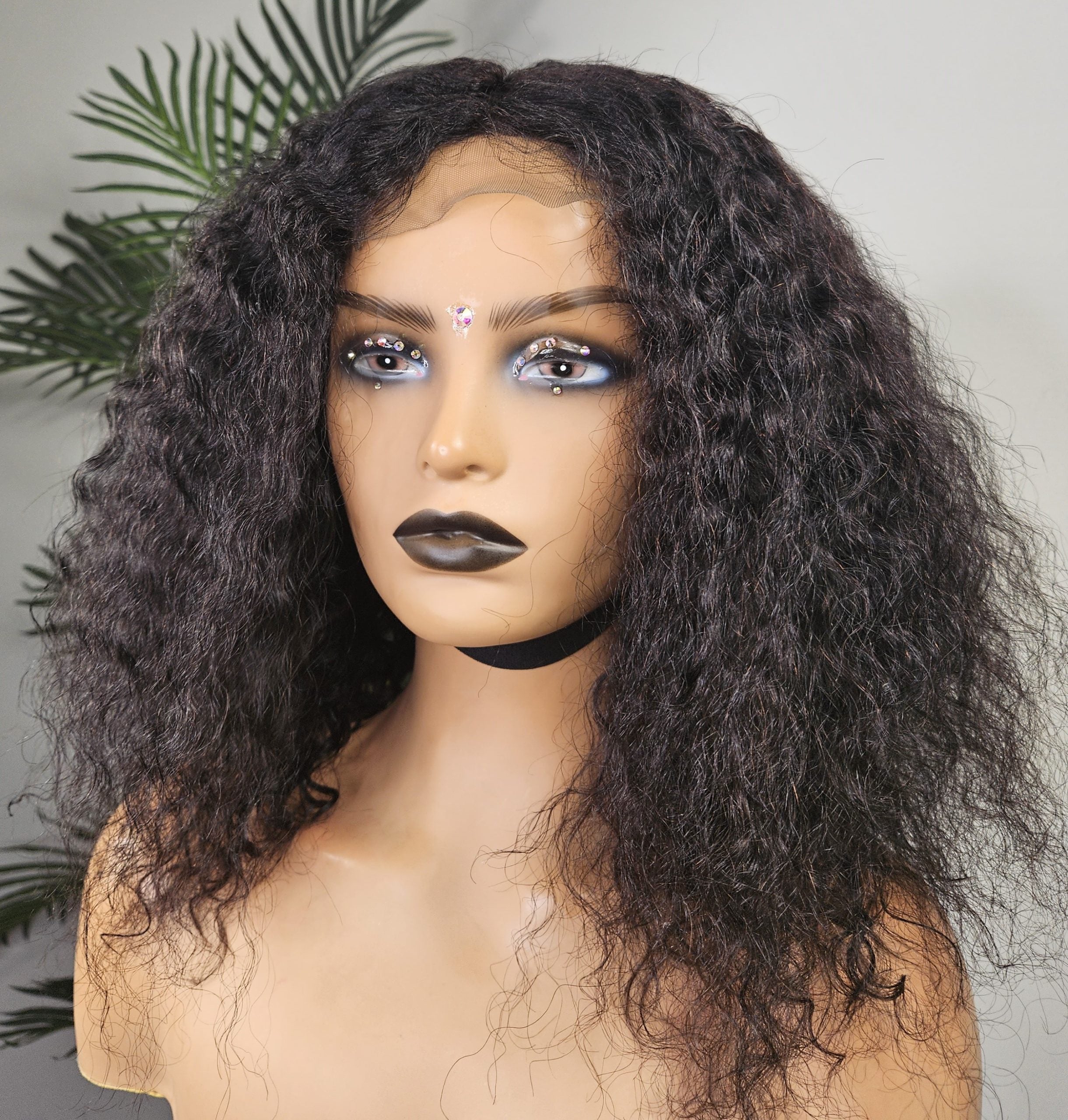 100% virgin human hair kinky curl closure wig deals 16