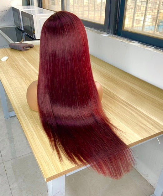 burgundy straight wig