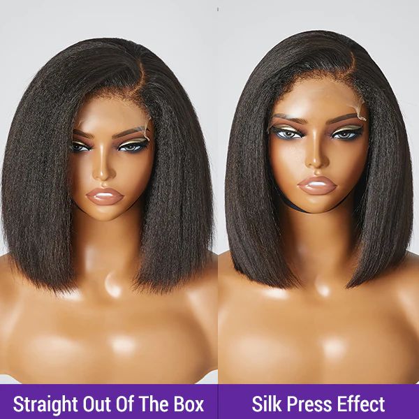 Kinky Straight C-Closure Transparent Lace wig