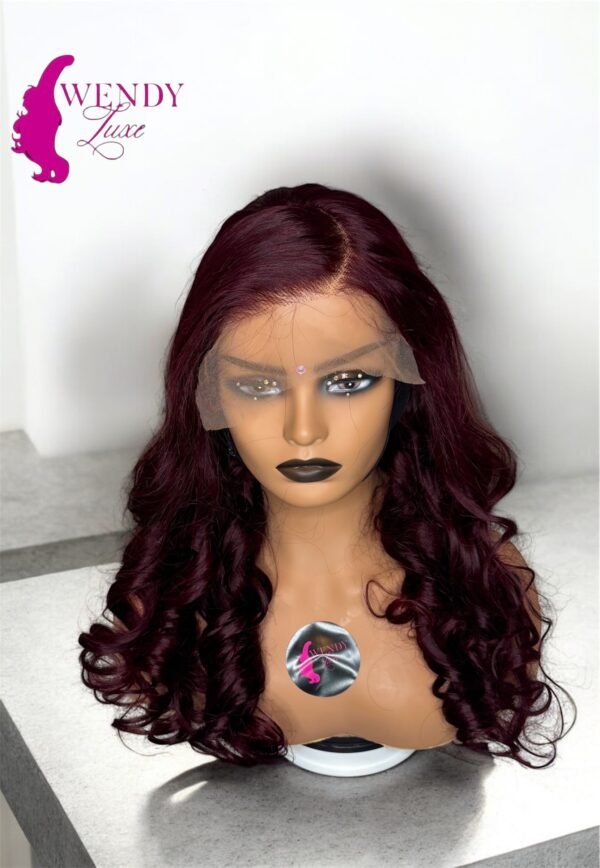 Luxury 22” Burgundy Peruvian Human Hair Wig