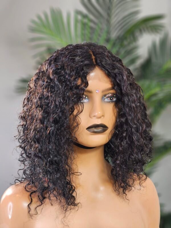 Curly Human Hair Closure Bob Wig 12"