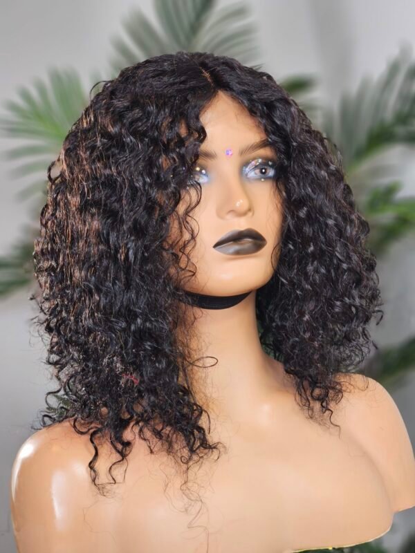 Curly Human Hair Closure Bob Wig 12"