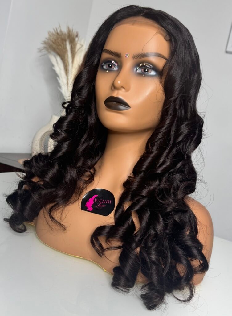 black curly wig