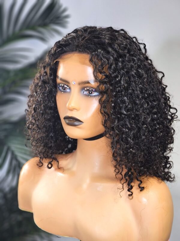 Curly Human Hair Closure Bob Wig 12"