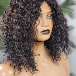 Curly Human Hair Closure Bob Wig 12"