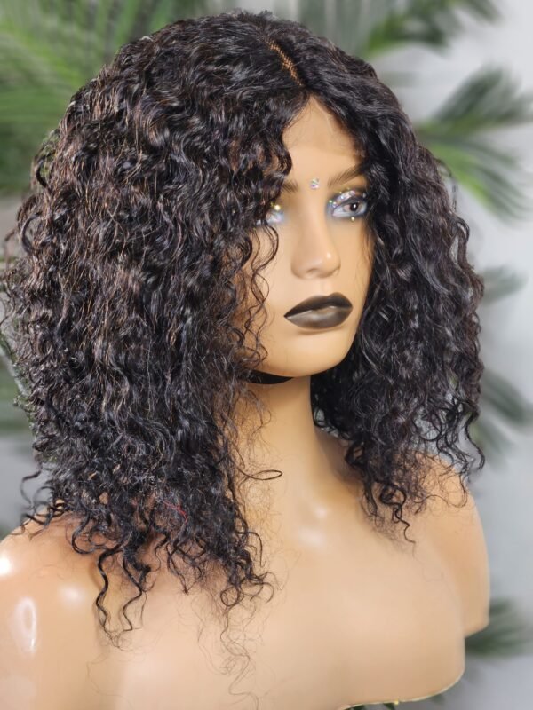 Curly Human Hair Closure Bob Wig 12"