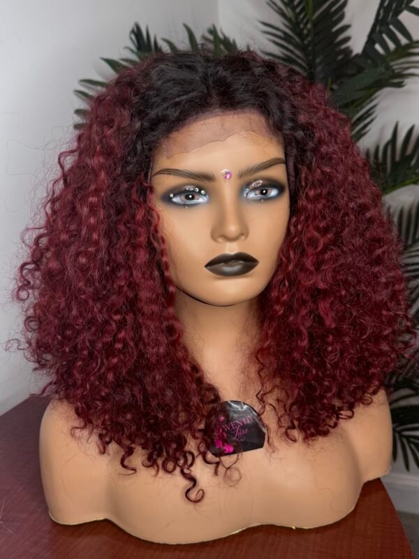 burgundy deep wave wig