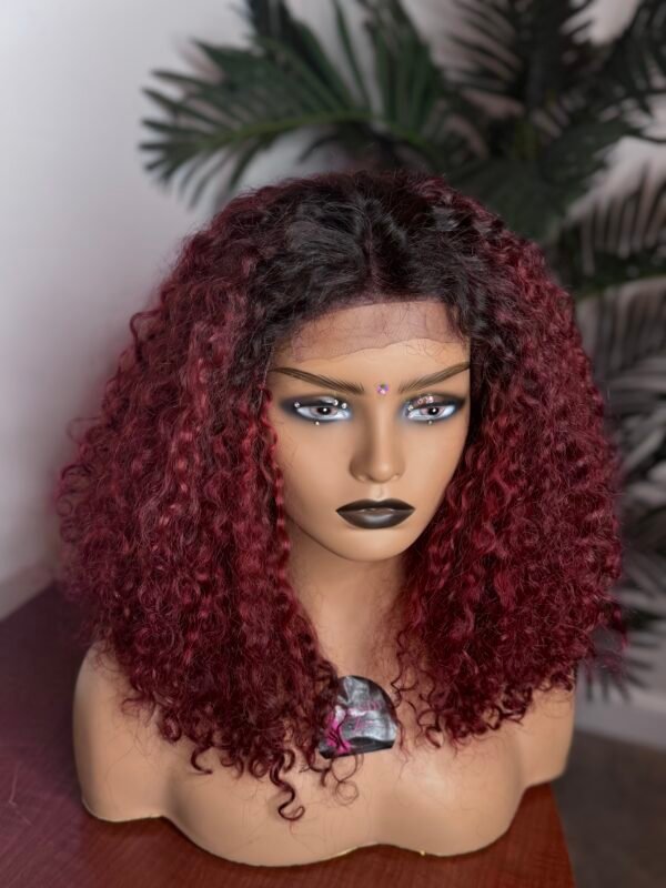 burgundy deep wave wig