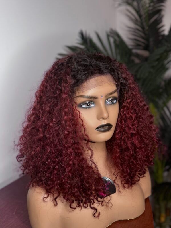 burgundy deep wave wig