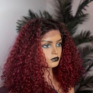 burgundy deep wave wig