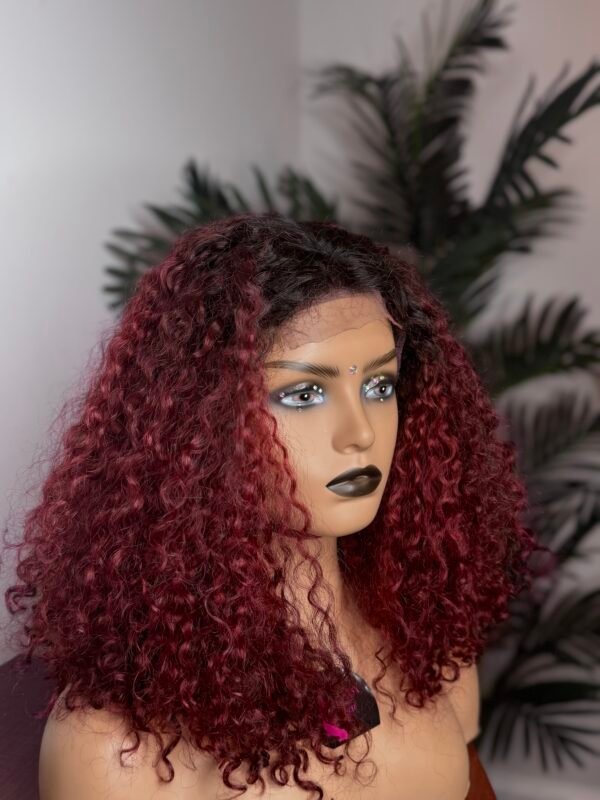 burgundy deep wave wig