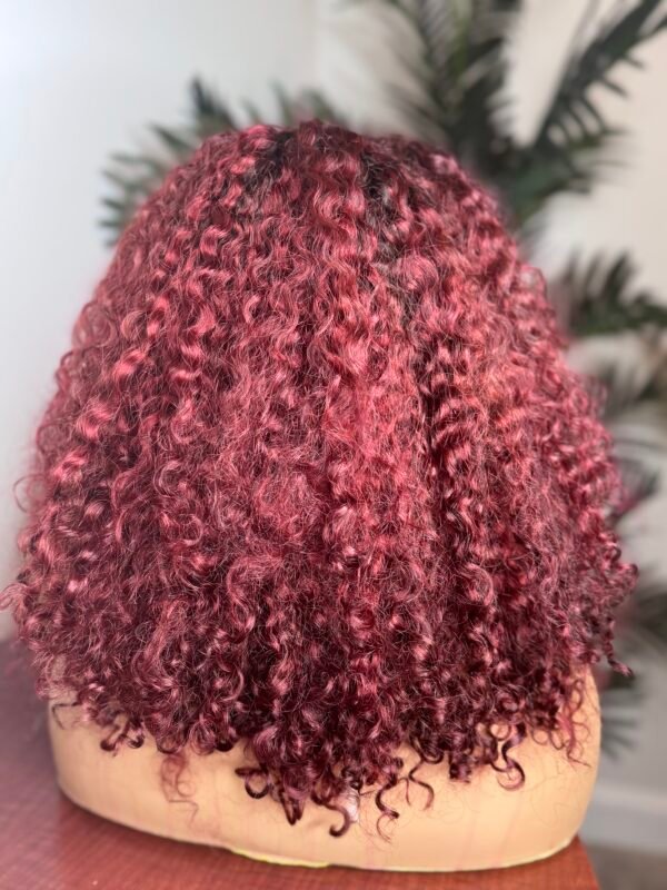 burgundy deep wave wig